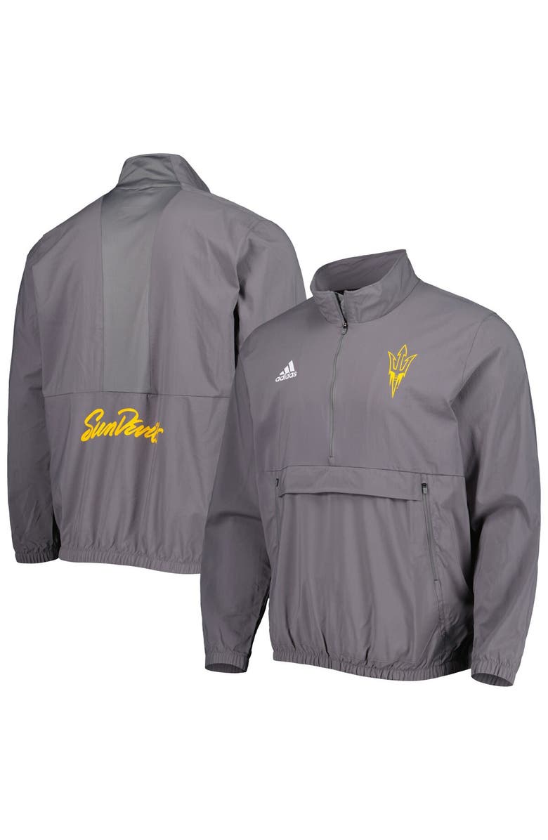 adidas Men's adidas Gray Arizona State Sun Devils Strategy Stadium AEROREADY Woven Half-Zip Jacket, Main, color, 