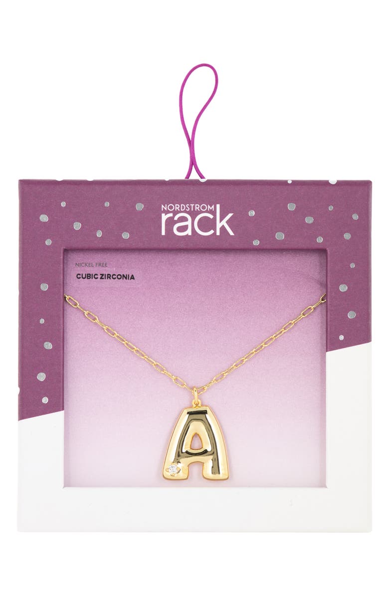NORDSTROM RACK Bubbly Initial CZ Pendant Necklace - Multiple Initials Available, Main, color, 