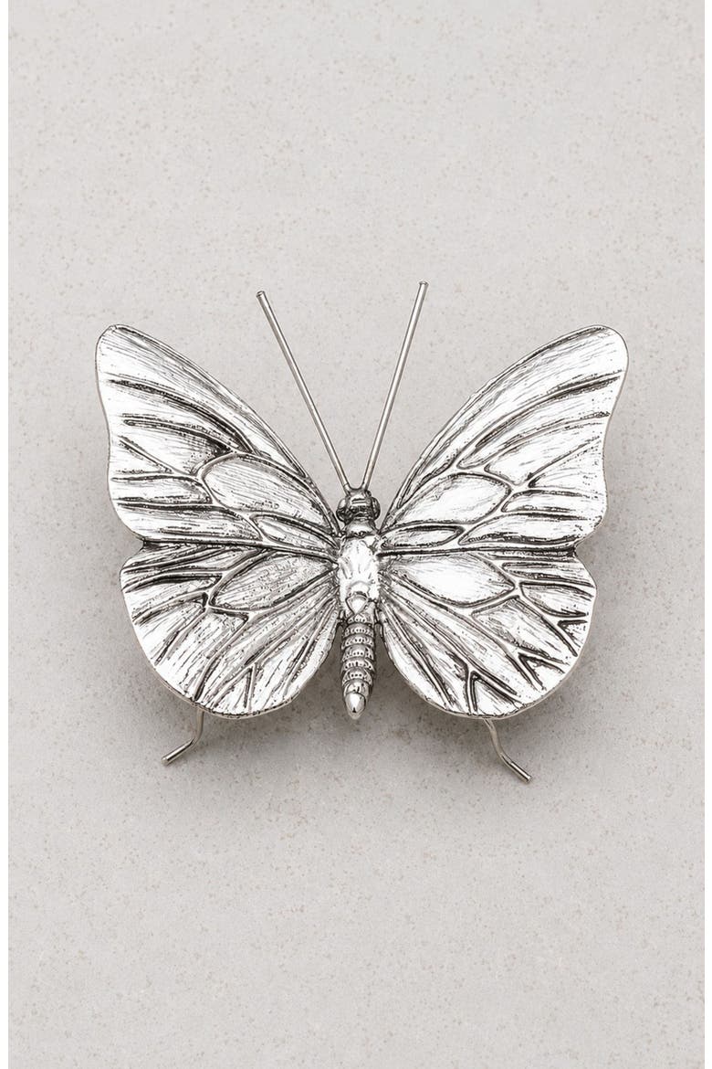 Antique Pewter Butterfly Decorative Figurine, Alternate, color, SILVER PLATED