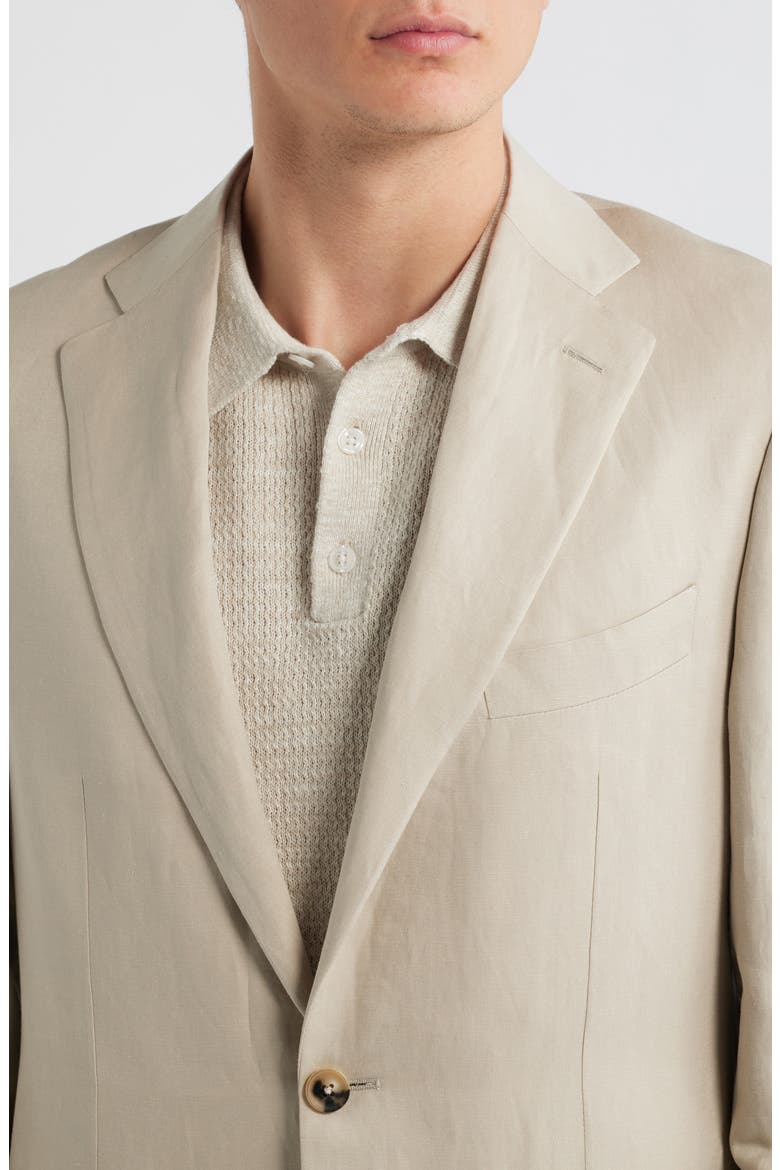 Trim Fit Tan Linen & Silk Suit, Alternate, color, BEIGE