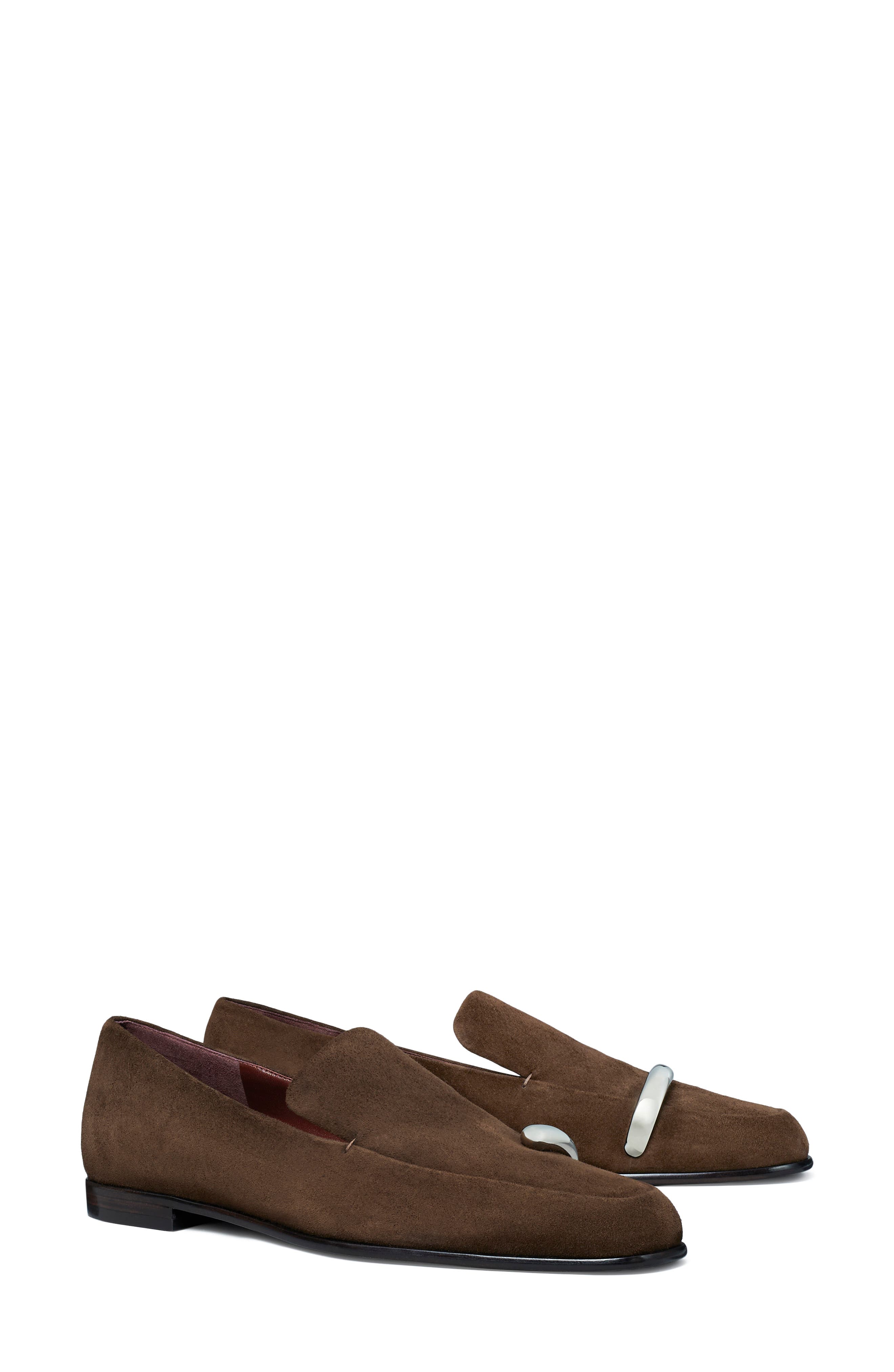 Pierced Loafer, Main, color, DARK COCOA / SILVER