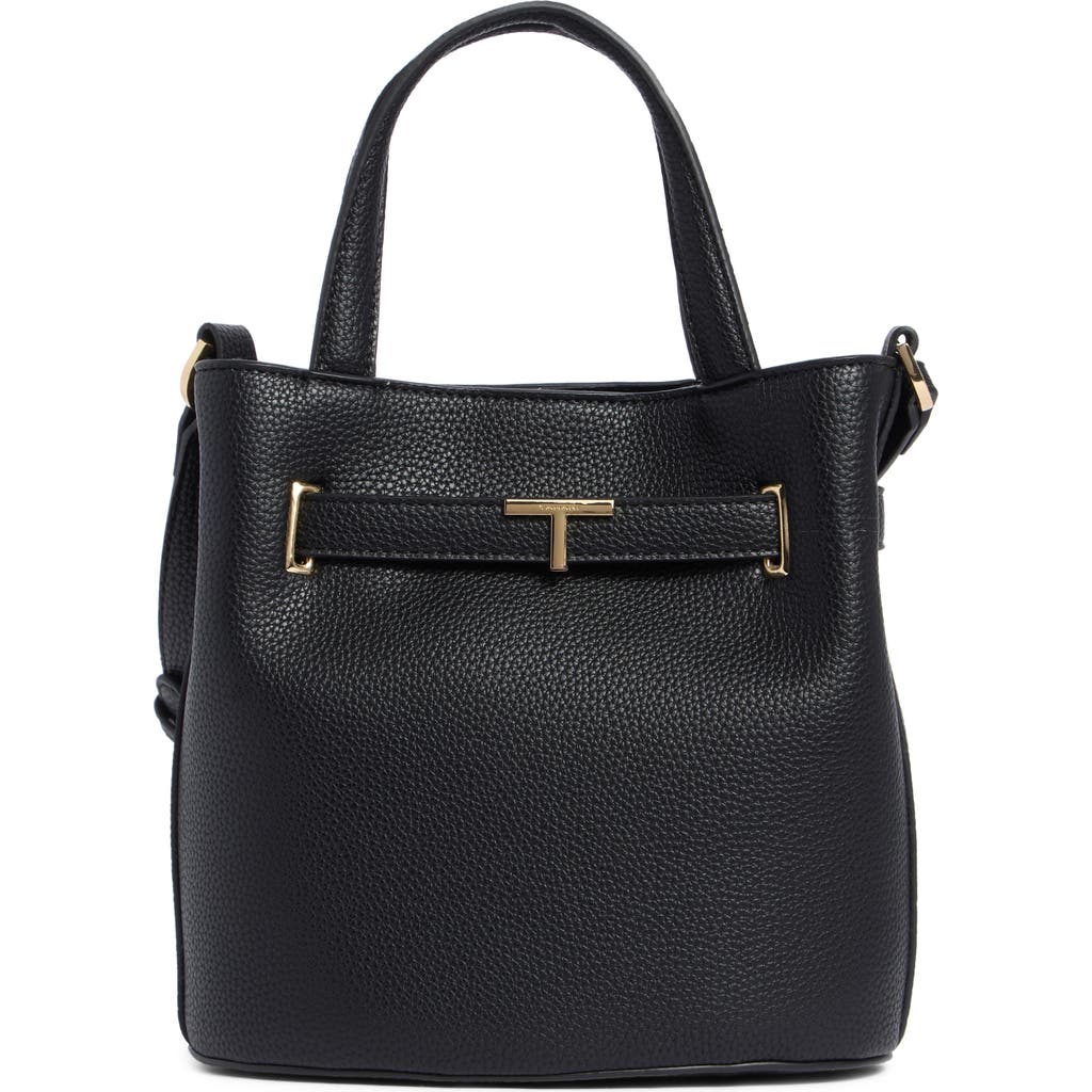 T Tahari Pebble Bucket Bag In Black