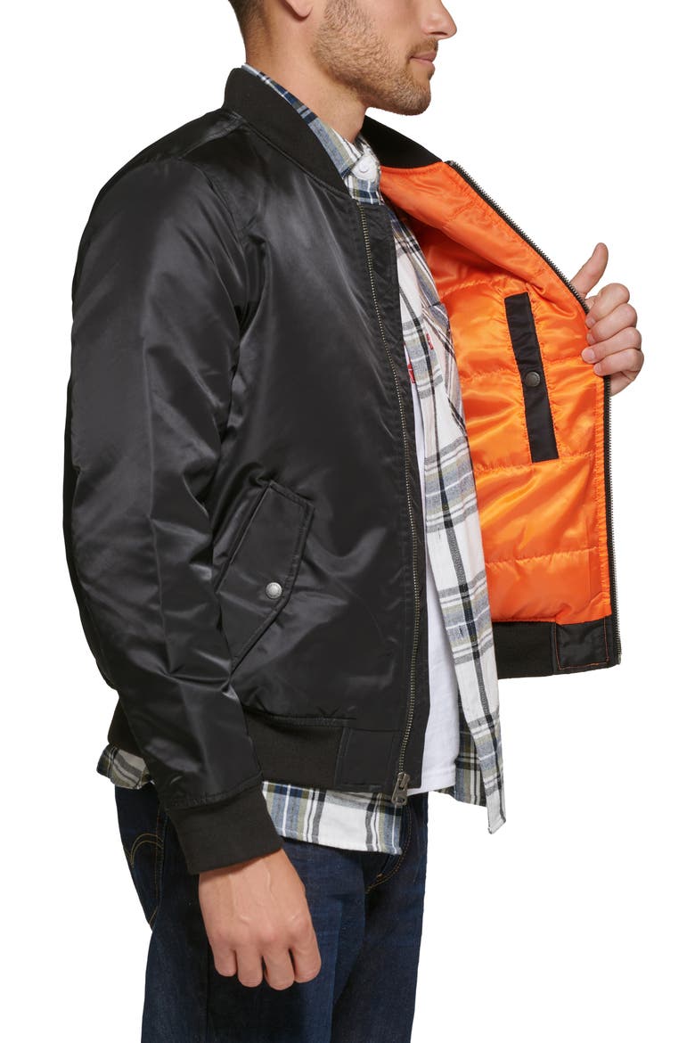 Filled Flight Bomber Jacket, Alternate, color, BLACK