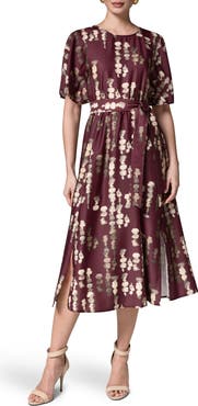 Donna Karan New York Print Stretch Satin Midi Dress