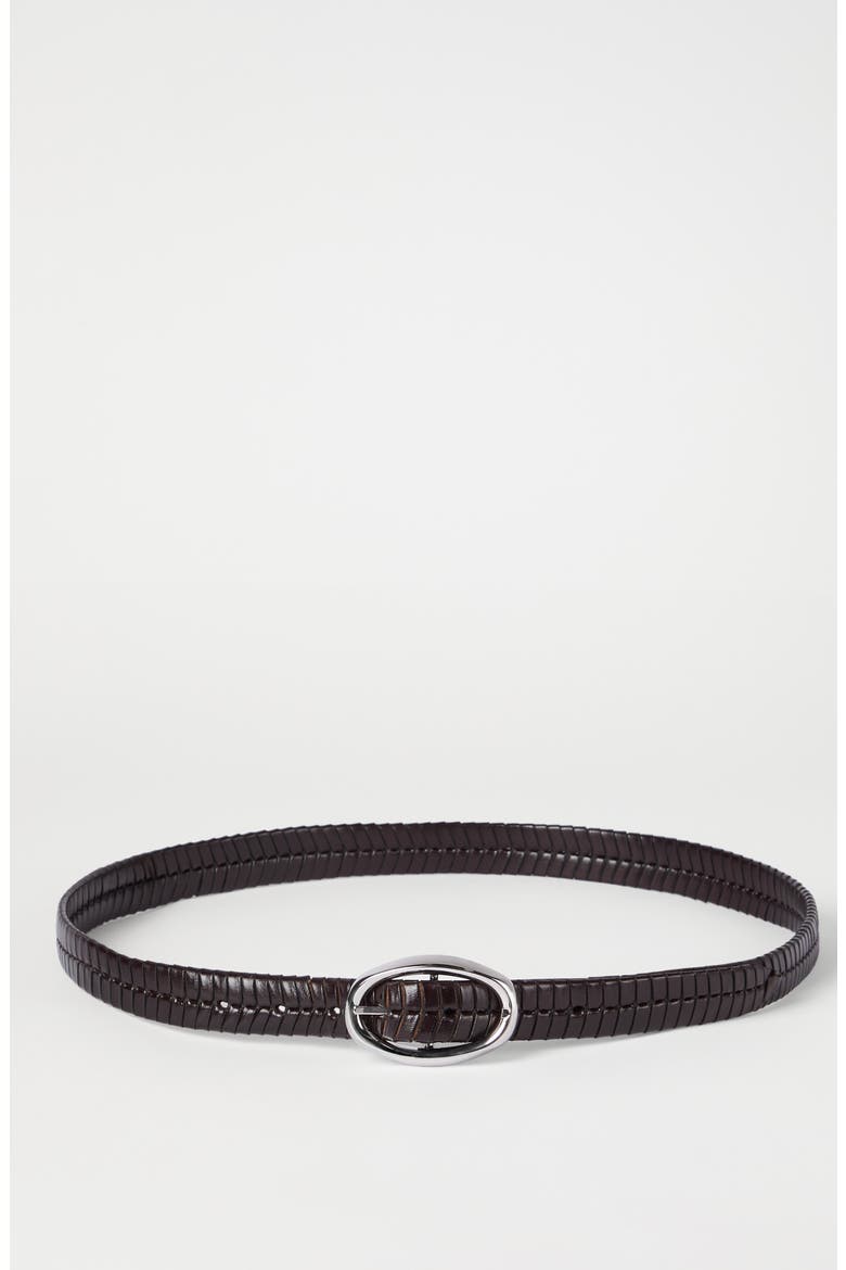 Braided leather belt, Alternate, color, Chocolate