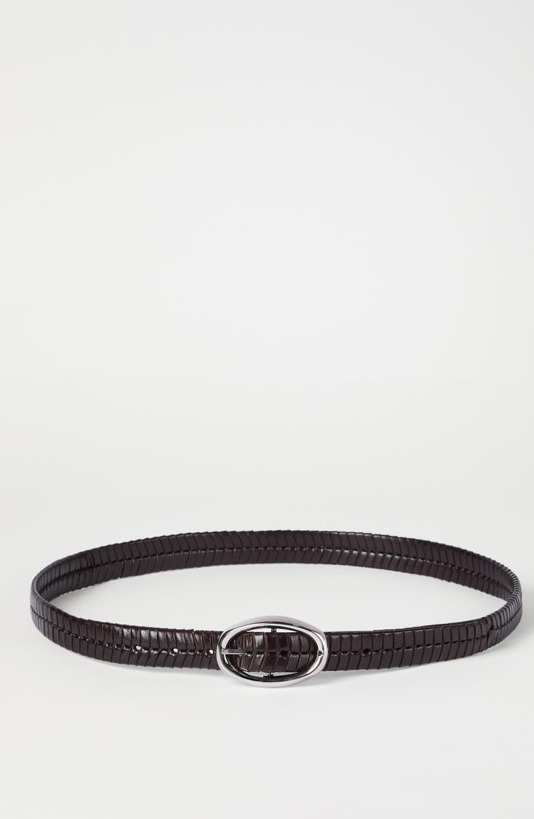 Brunello Cucinelli Braided leather belt, Alternate, color, Chocolate