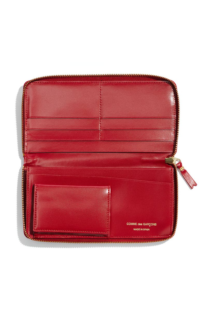 Comme des Garçons Continental Long Wallet, Alternate, color, Clover/ Red
