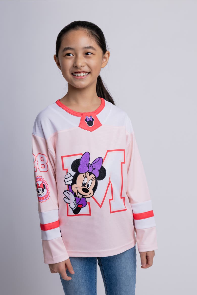Minnie Mouse Athletic Hockey Jersey, Alternate, color, Pink White Minnie