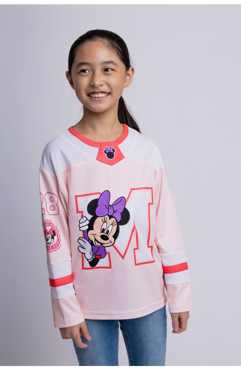 Disney Minnie Mouse Athletic Hockey Jersey, Alternate, color, Pink White Minnie