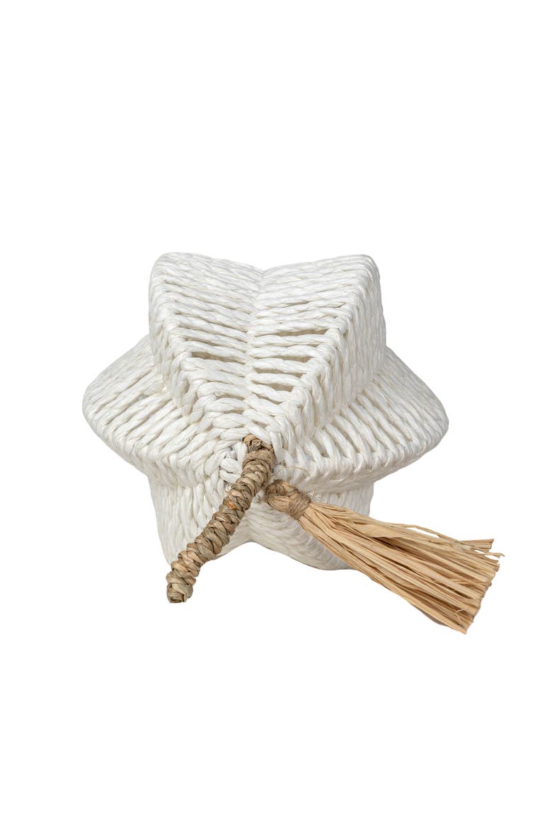 Decorative White Woven Rope Pumpkin on Metal Frame, Alternate, color, White