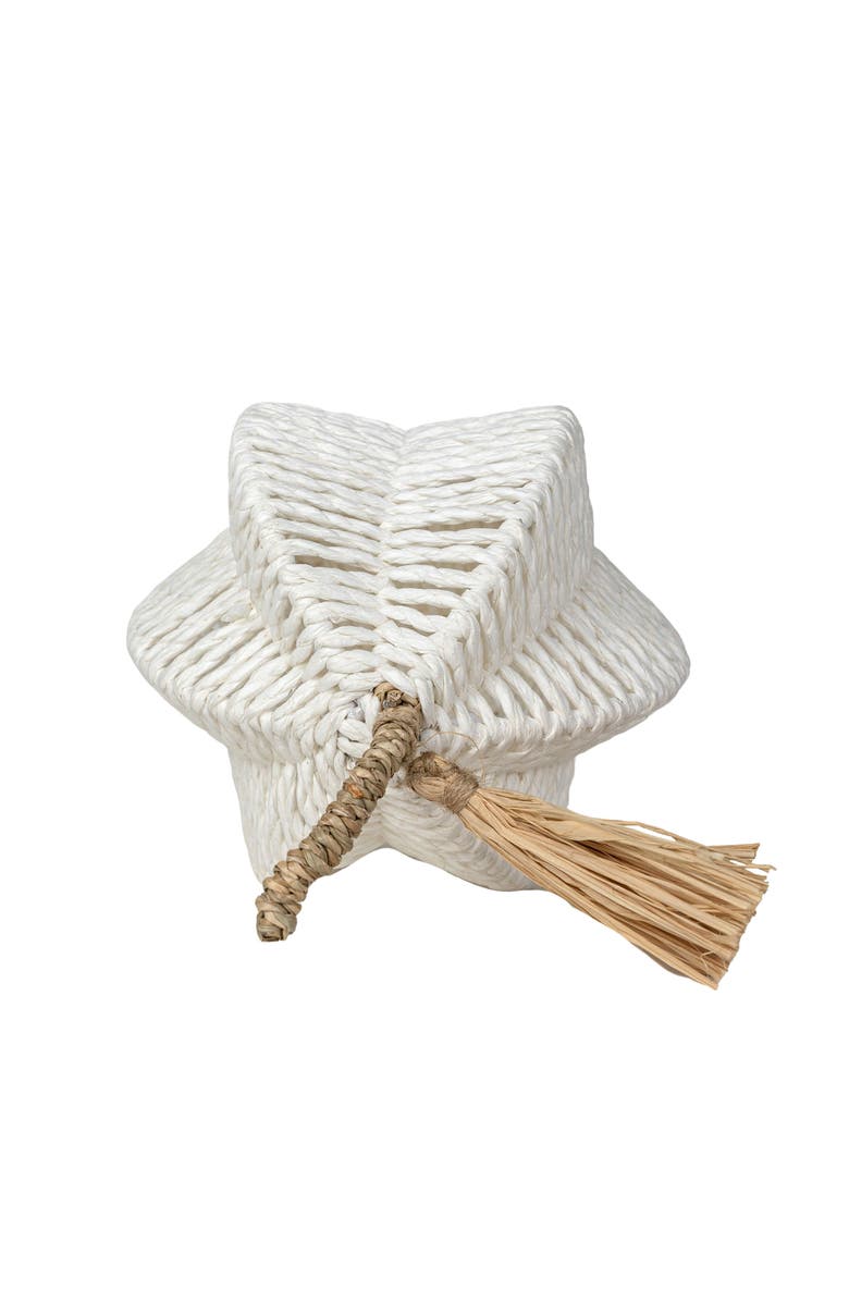 Foreside Home and Garden Decorative White Woven Rope Pumpkin on Metal Frame, Alternate, color, White