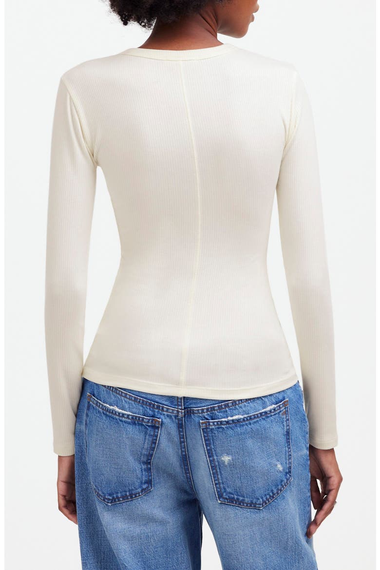 Drapey Long Sleeve Rib T-Shirt, Alternate, color, WINTER WHITE