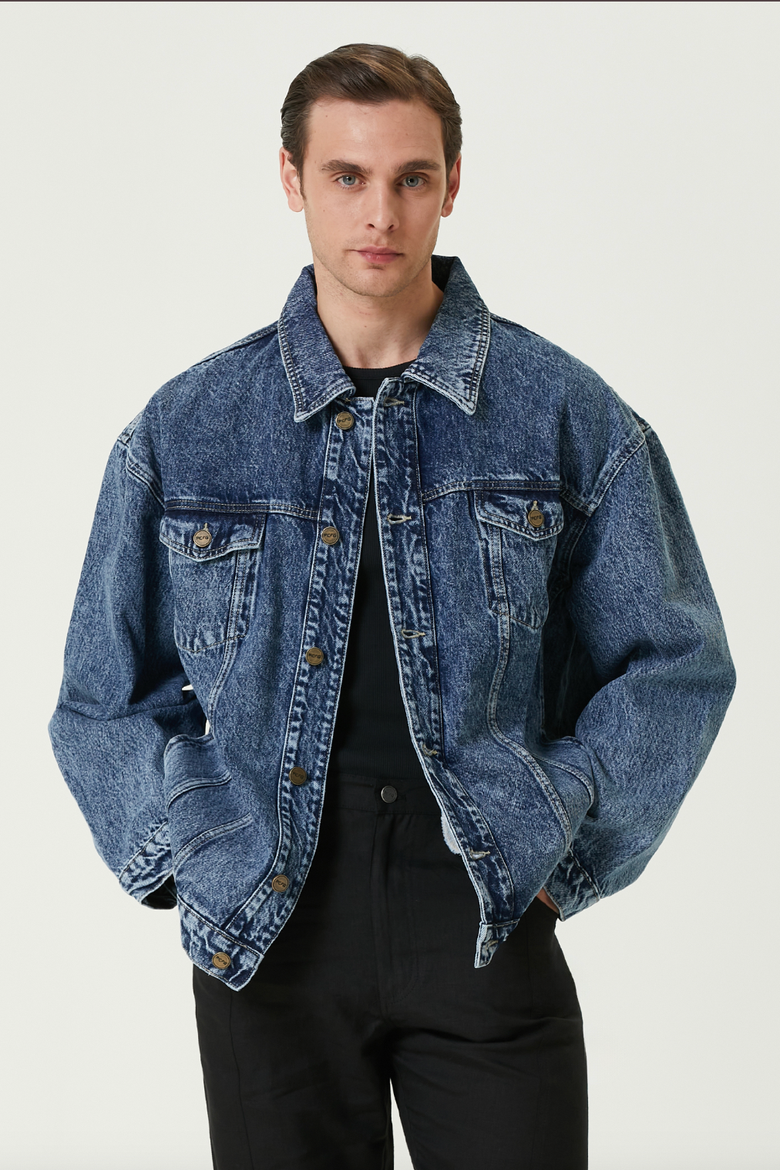 Pure Cotton Free Heaven Denim Jacket With Washed Effect, Alternate, color, blue
