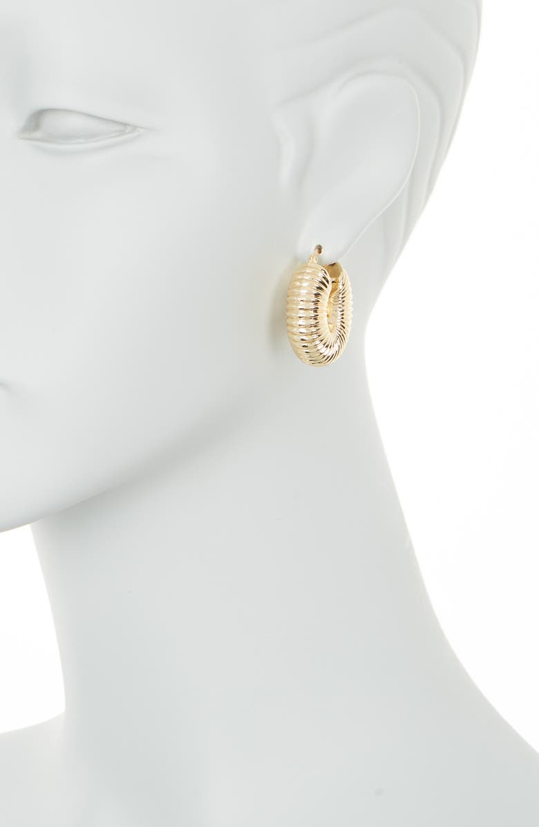 Sterling Forever 14K Gold Plated Ribbed Hoop Earrings, Alternate, color,