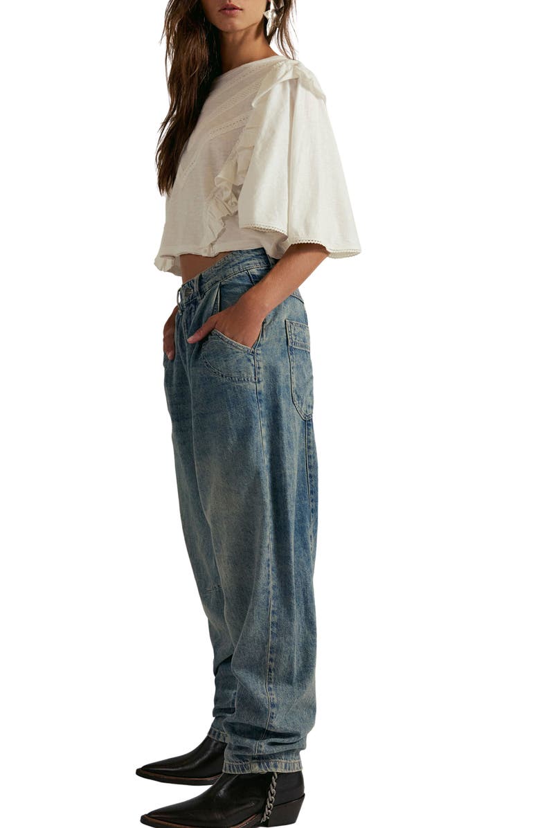 Free People Heartland High Waist Baggy Jeans, Alternate, color, Creekstone