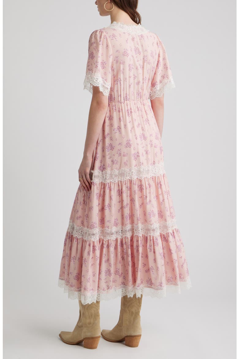 Garden Lace Trim Tiered Maxi Dress, Alternate, color, PINK LAYERED SPRIGS