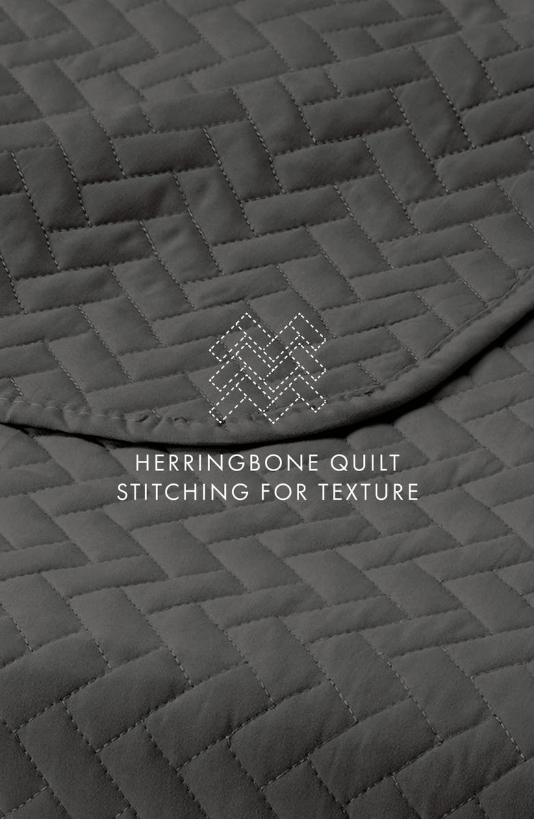 HOMESPUN All Season Herringbone Stitch Down Alternative Quilt & Sham Set, Alternate, color, Gray