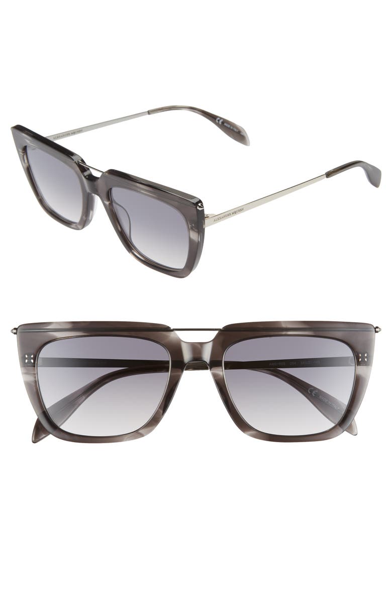 McQueen Alexander McQueen Piercing 54mm Square Sunglasses, Main, color, 