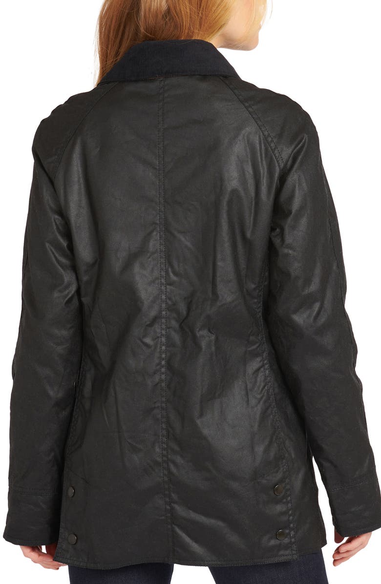 Barbour Beadnell Waxed Cotton Jacket, Alternate, color, Black