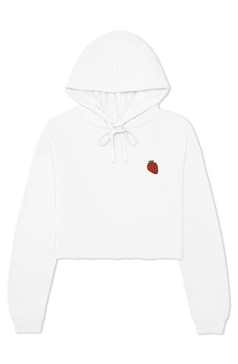 Strawberry Cropped Fleece Hoodie