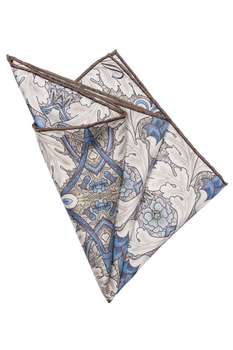 Londra - Silk Pocket Square for Men, Alternate, color, Blue and Tan