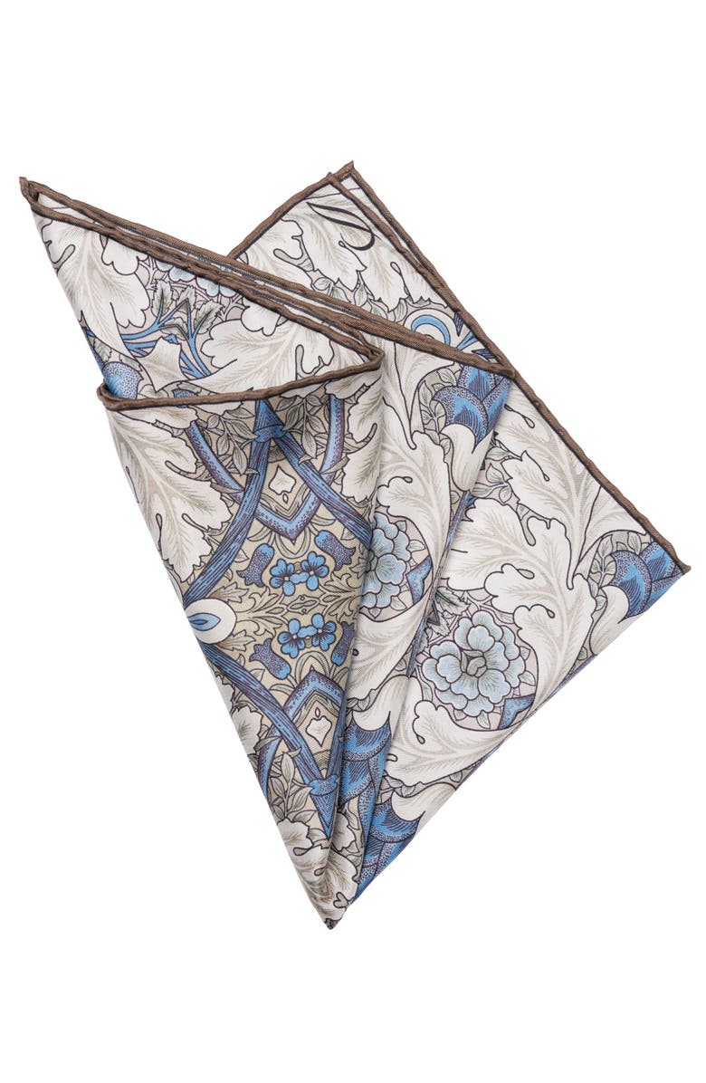 Elizabetta Londra - Silk Pocket Square for Men, Alternate, color, Blue And Tan