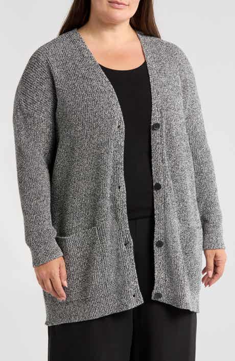 Eileen Fisher V-Neck Cotton Blend Cardigan