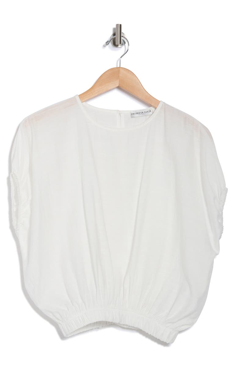PATRIZIA LUCA Short Sleeve Bubble Crop Top, Alternate, color, White