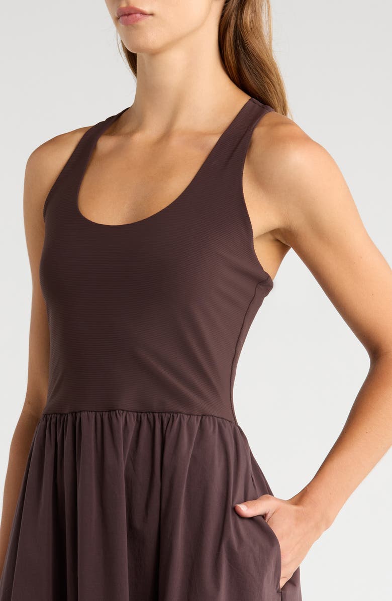 Sweaty Betty Explorer Rib Bodice Racerback Dress, Alternate, color, Sable Brow