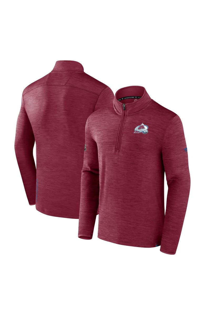 FANATICS Men's Fanatics  Heather Burgundy Colorado Avalanche Authentic Pro Lightweight Quarter-Zip Pullover, Alternate, color, 
