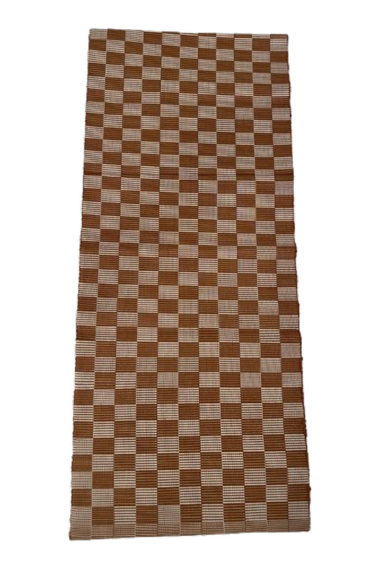 Handloomed Checkered Table Runner, Alternate, color, Brown
