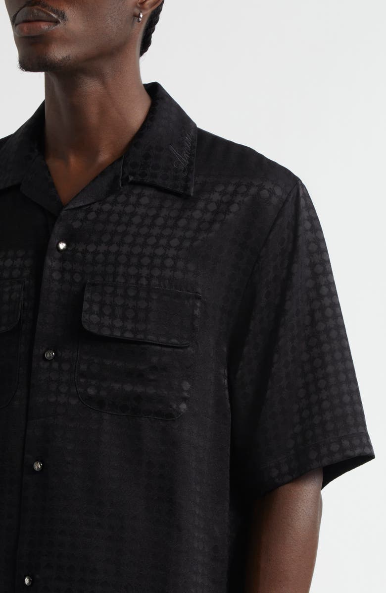 AMIRI MA Quad Jacquard Camp Shirt, Alternate, color, Black