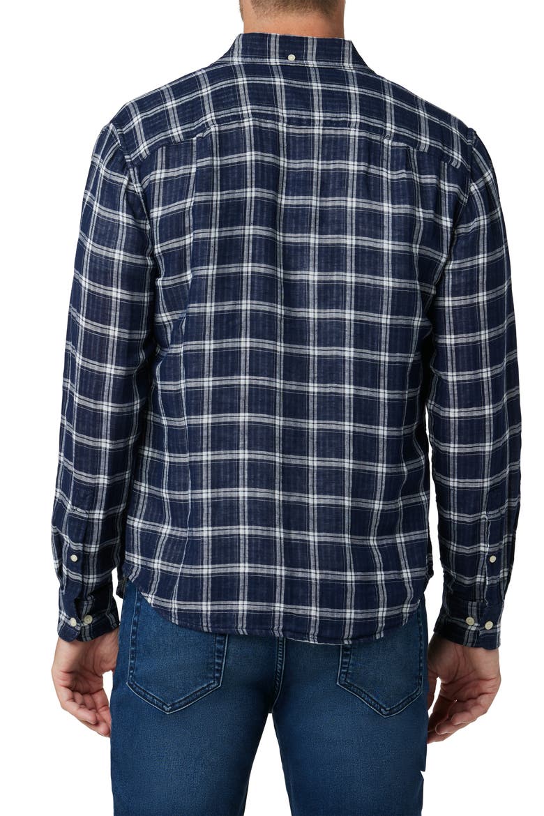 Oliver Plaid Double Face Cotton Button-Up Shirt, Alternate, color, TRUE NAVY PLAID