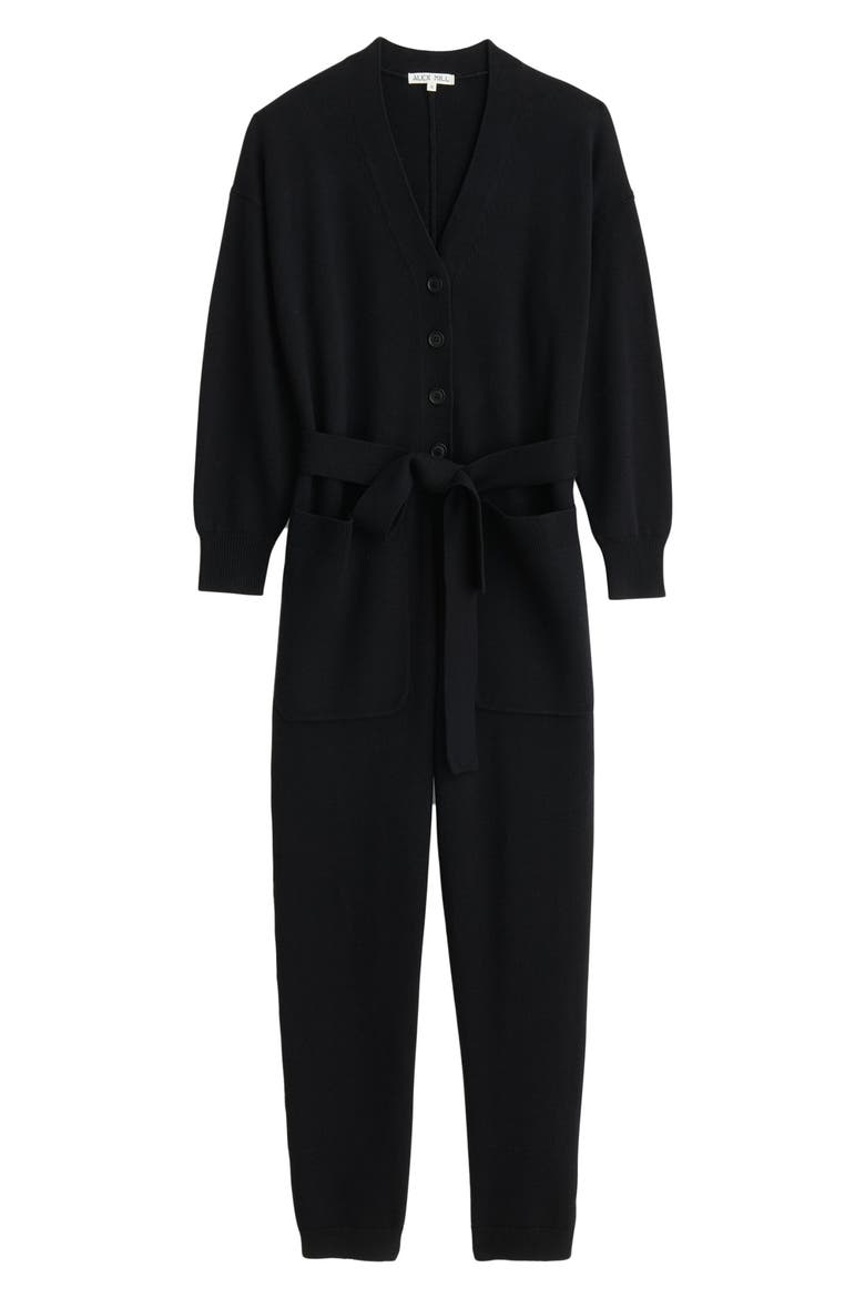 Sweater Jumpsuit, Alternate, color, BLACK