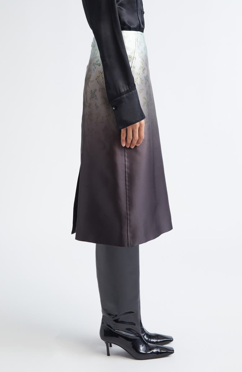 Jil Sander Burnt Bouquet Print Silk Midi Skirt, Alternate, color, Burnt Green