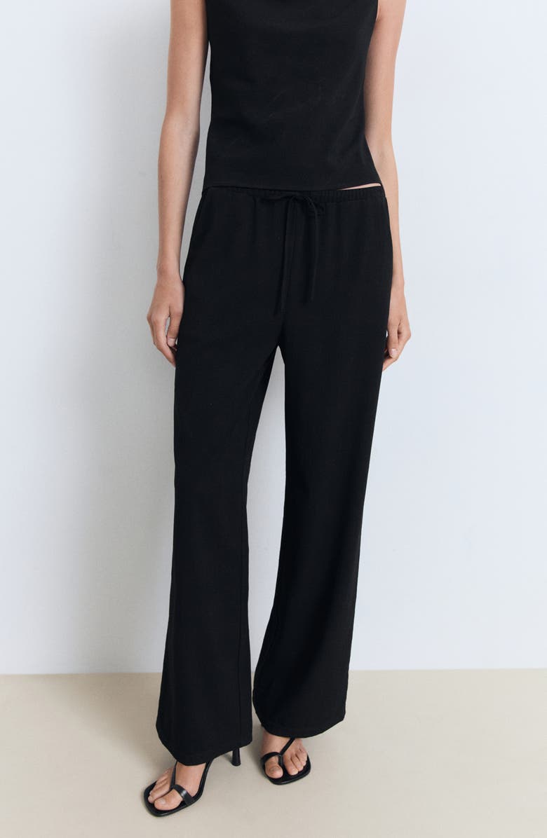 MANGO Asymmetric Drape Crop Top, Alternate, color, Black