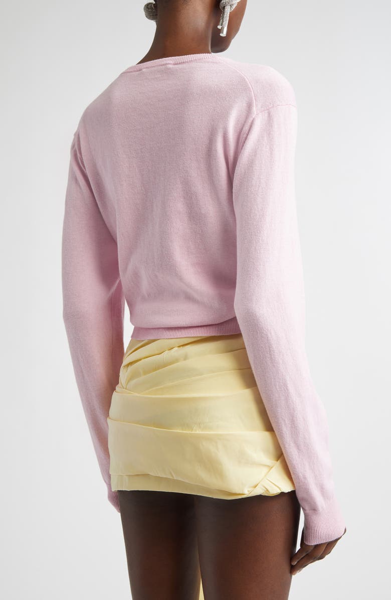 Area Crystal Knot Cotton & Cashmere Cardigan, Alternate, color, Pastel Pink