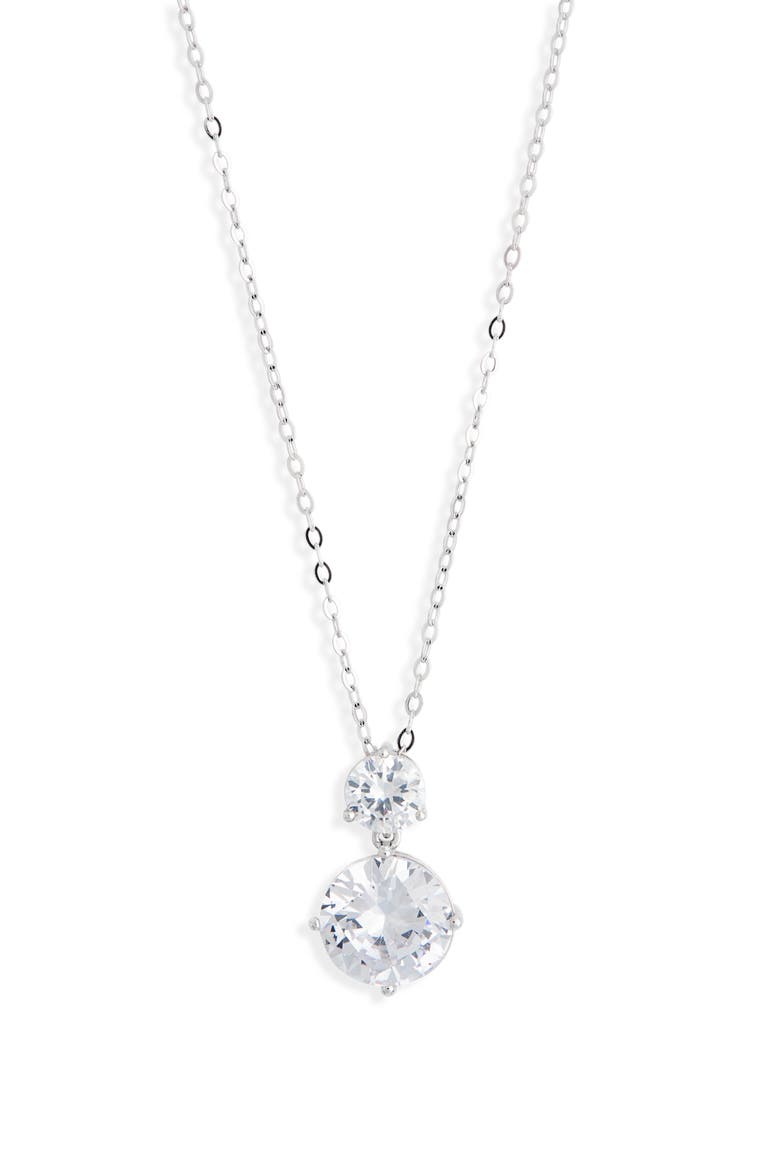 Cubic Zirconia Pendant Necklace, Main, color, RHODIUM/ WHITE