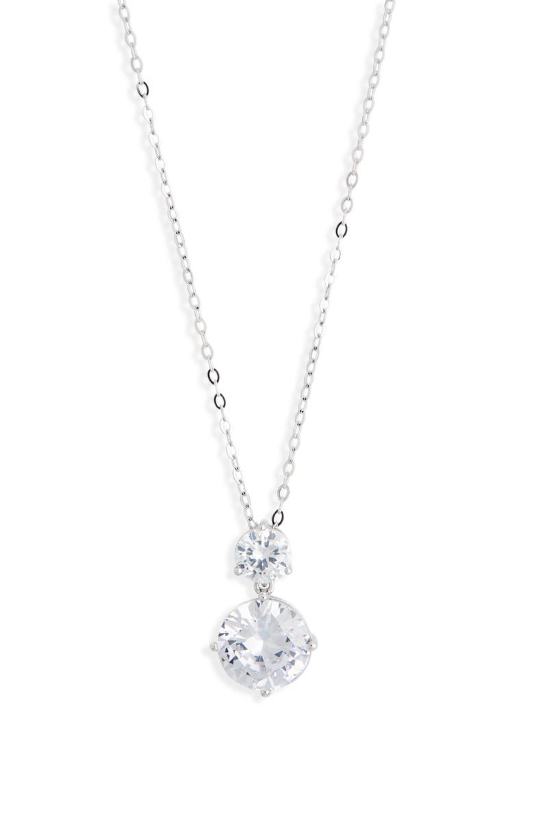 Nadri Cubic Zirconia Pendant Necklace, Main, color, Rhodium/ White