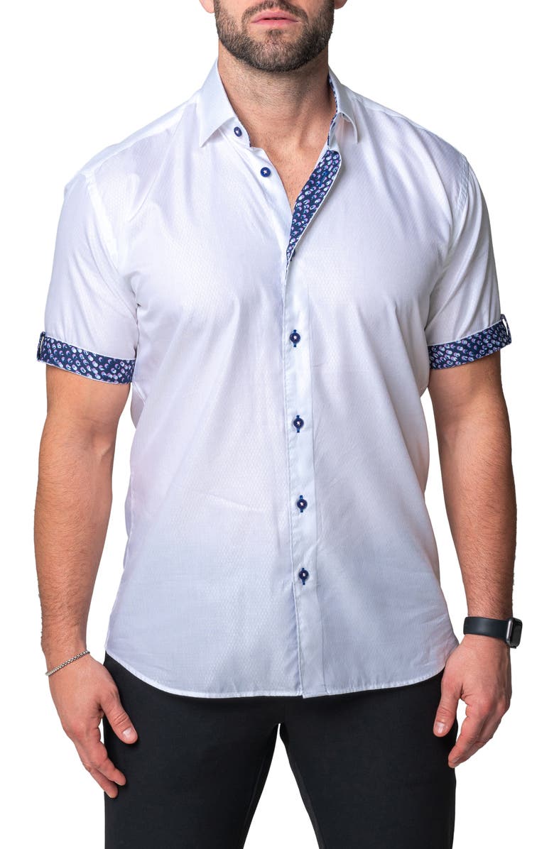 Maceoo Galileo Coup Short Sleeve Cotton Button-Up Shirt, Alternate, color, 