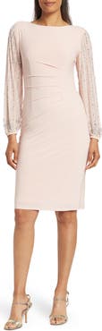 Marina Beaded Long Sleeve Sheath Dress