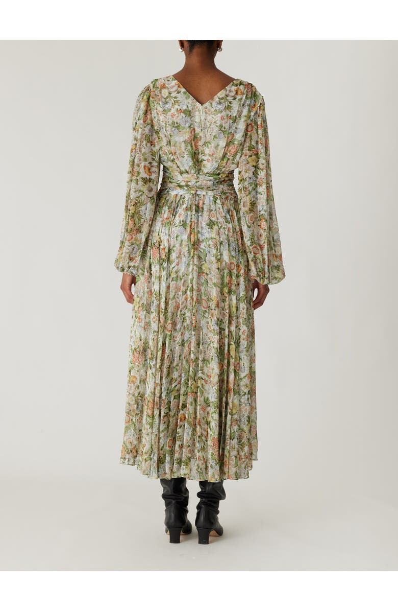 Rebecca Taylor Floral All Over On Viscose Chiffon Blouson Sleeve Midi Dress, Alternate, color, Floral Multi