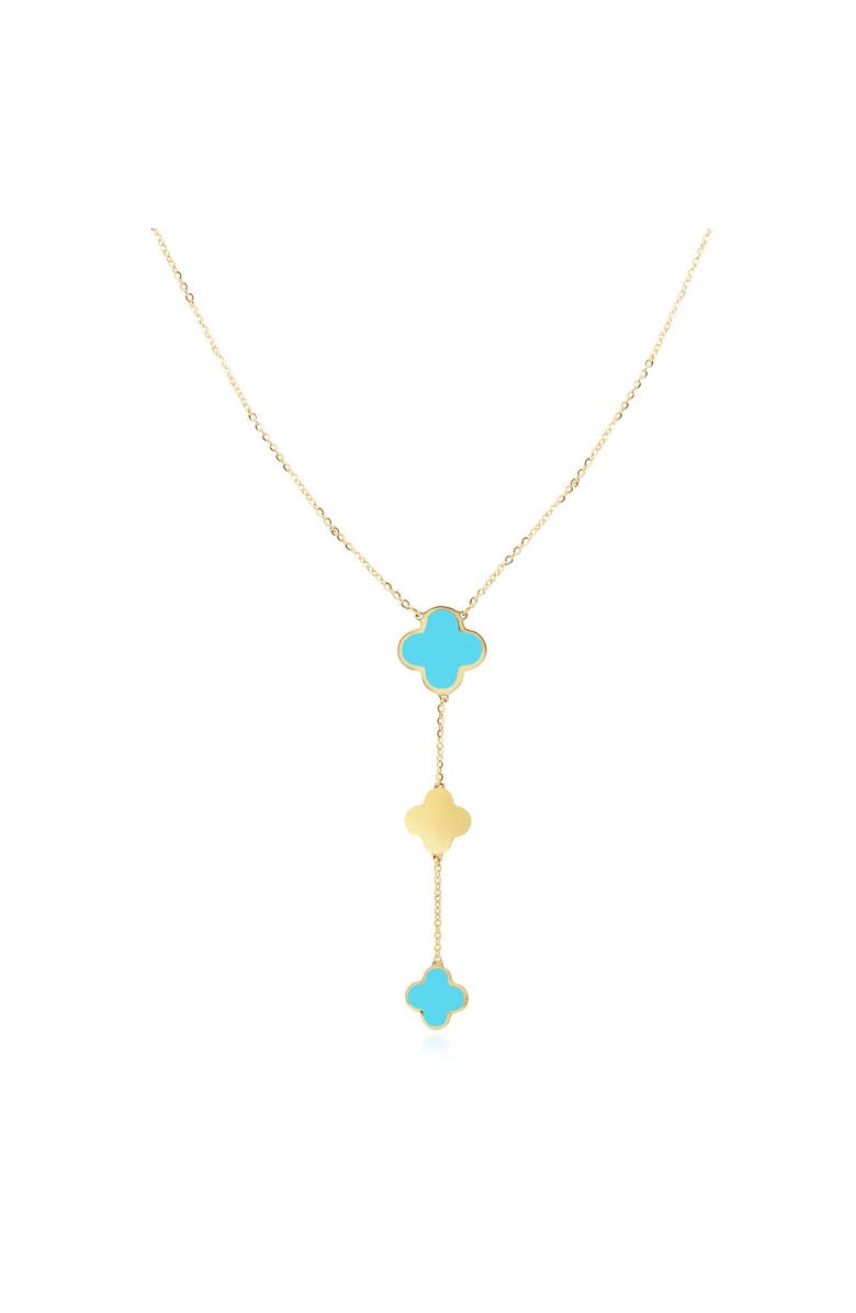 The Lovery Fine Jewelry Turquoise Clover Lariat Necklace, Main, color, Turquoise