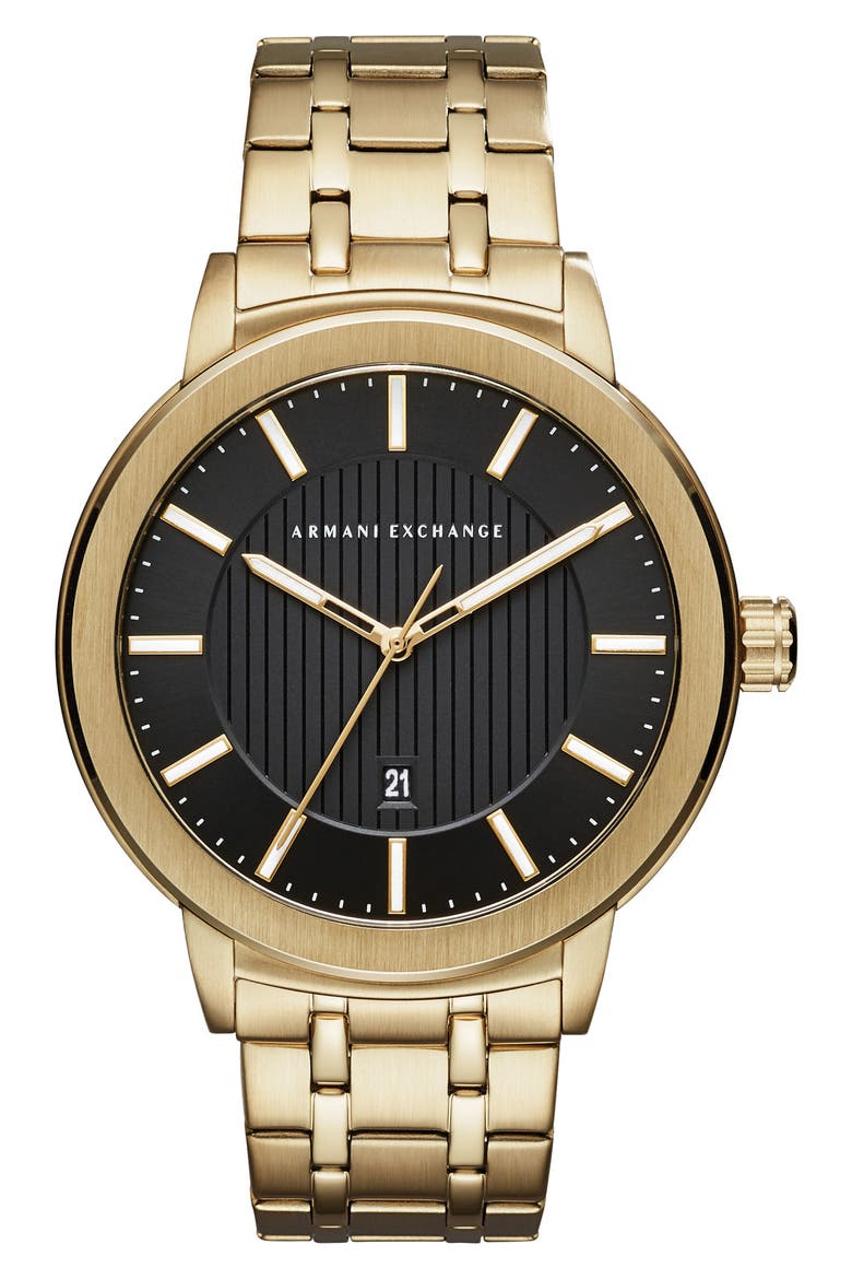 Bracelet Watch, 46mm, Main, color, BLACK/ GOLD