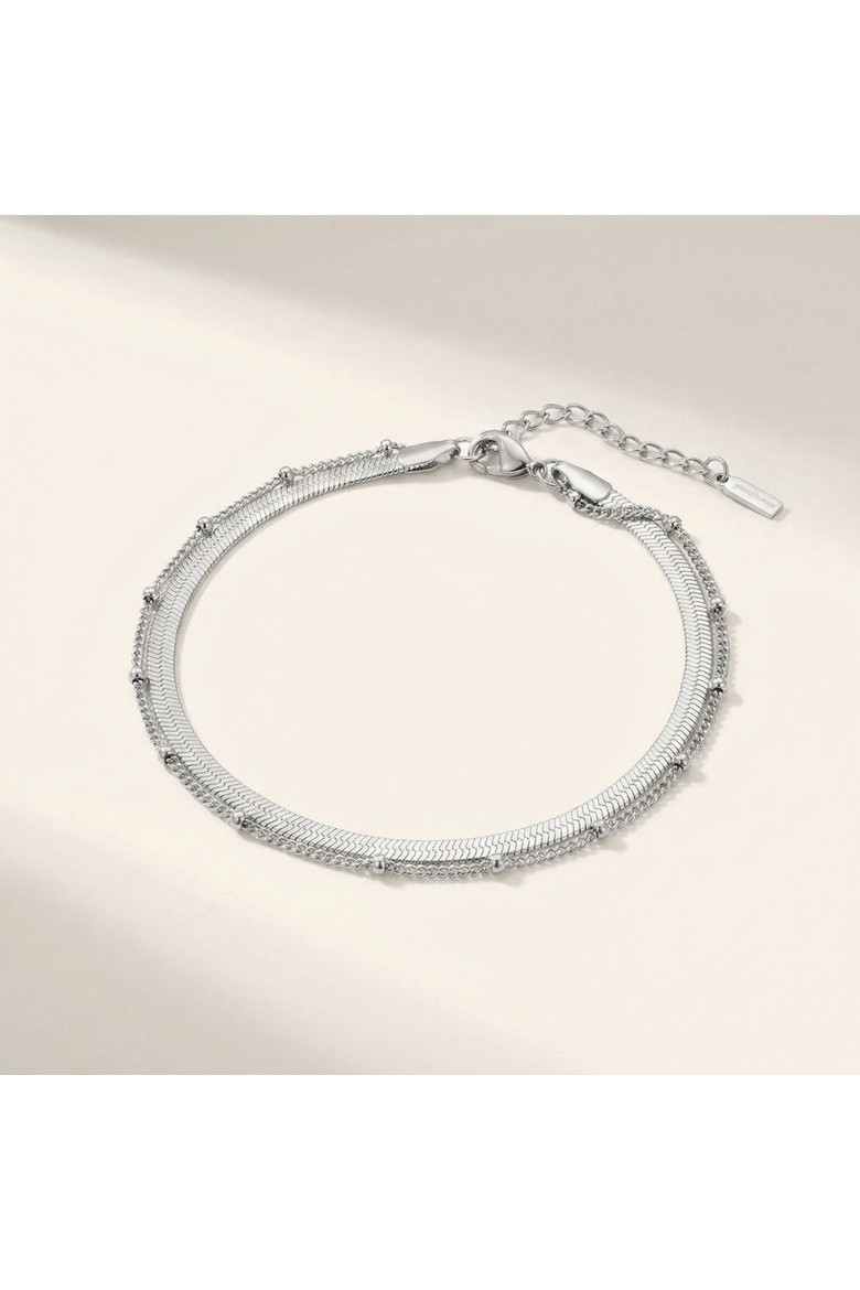 Stefanie Anklet Silver Plated 9.25" with 1.5" Extender, Alternate, color, Silver