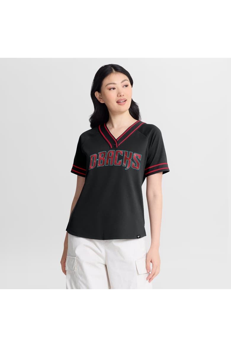 Women's Fanatics Black Arizona Diamondbacks Diva Race Ahead Raglan V-Neck T-Shirt, Main, color, Black