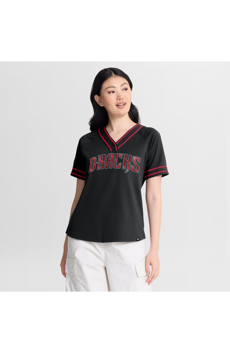 FANATICS Women's Fanatics Black Arizona Diamondbacks Diva Race Ahead Raglan V-Neck T-Shirt, Main, color, Black