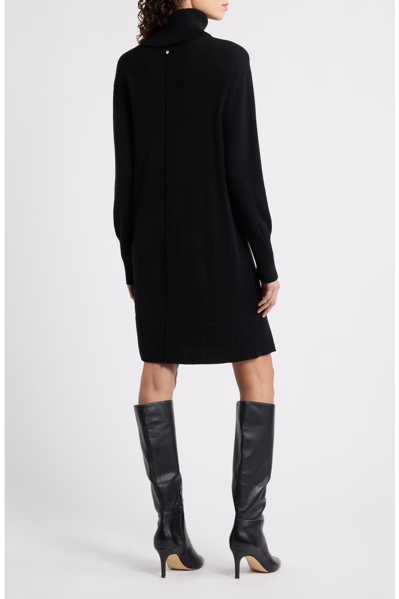 Feringatessa Long Sleeve Turtleneck Virgin Wool Blend Sweater Dress, Alternate, color, BLK