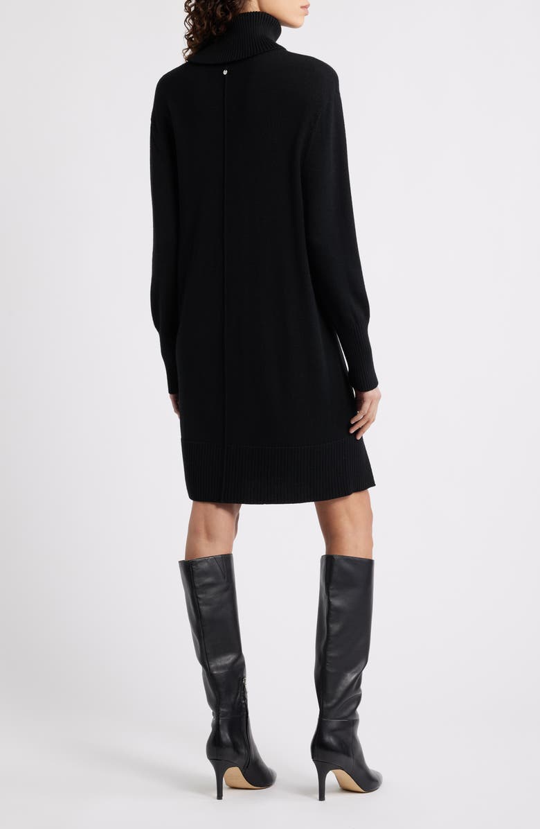 BOSS Orange Feringatessa Long Sleeve Turtleneck Virgin Wool Blend Sweater Dress, Alternate, color, Black