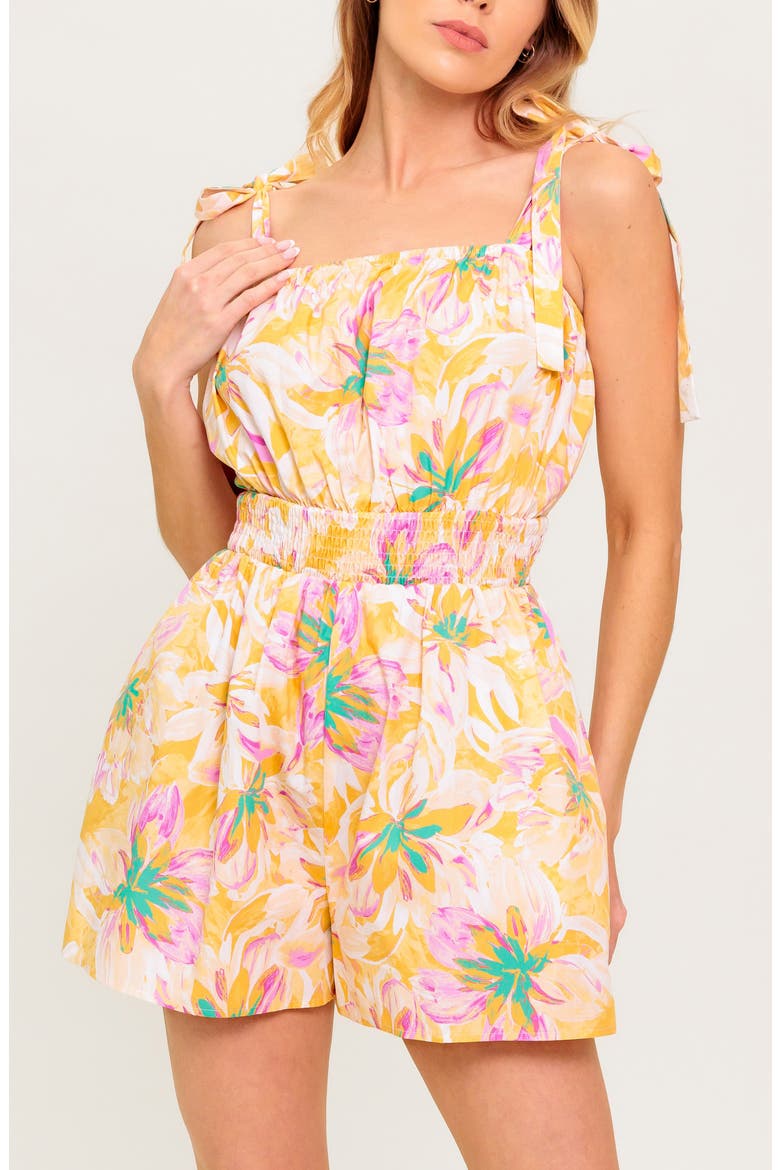 Print Tie Strap Romper, Alternate, color, TAUPE